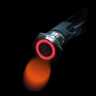 Металева кнопка живлення 16мм з червоною LED підсвіткою 12В - 24В AS001215 фото