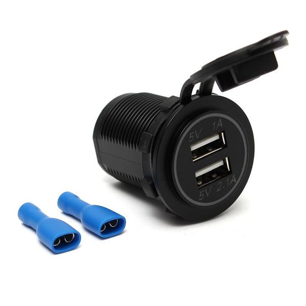 Автомобильное зарядное устройство USB розетка 12V - 24V (синяя светодиодная подсветка) AS001006 фото