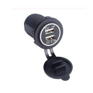 Автомобільний зарядний пристрій USB розетка 12V - 24V (біле світлодіодне підсвічування) AS001008 фото