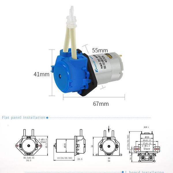 Перистальтичний насос 12V &mdash; дозувальний мікронасос для рідин (5.2&ndash;90 мл/хв), силіконова трубка AS001222 фото