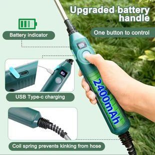 🔋 Портативний аккумуляторний обприскувач 2400mAh з телескопічною ручкою та 3 розпилювачами &ndash; для саду, рослин, миття та дезінфекції AS001224 фото