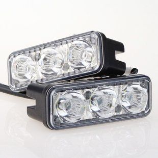 Універсальні водонепроникні 3LED ДХО для авто, SUV та седанів &ndash; яскраві LED фари для автомобілів AS001124 фото